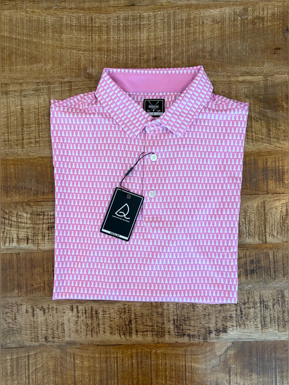 NWT Deolax Pink Bunny Golf Polo